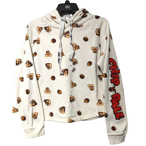 Disney Chip 'N Dale Rescue Rangers Hoodie Graphic Print White Multi Womens L - Picture 1 of 7